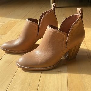 Tan booties. BRAND NEW